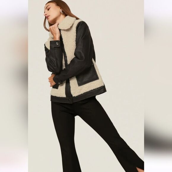 Peter Som Sherpa Leather Jacket Size 6 - Picture 4 of 9